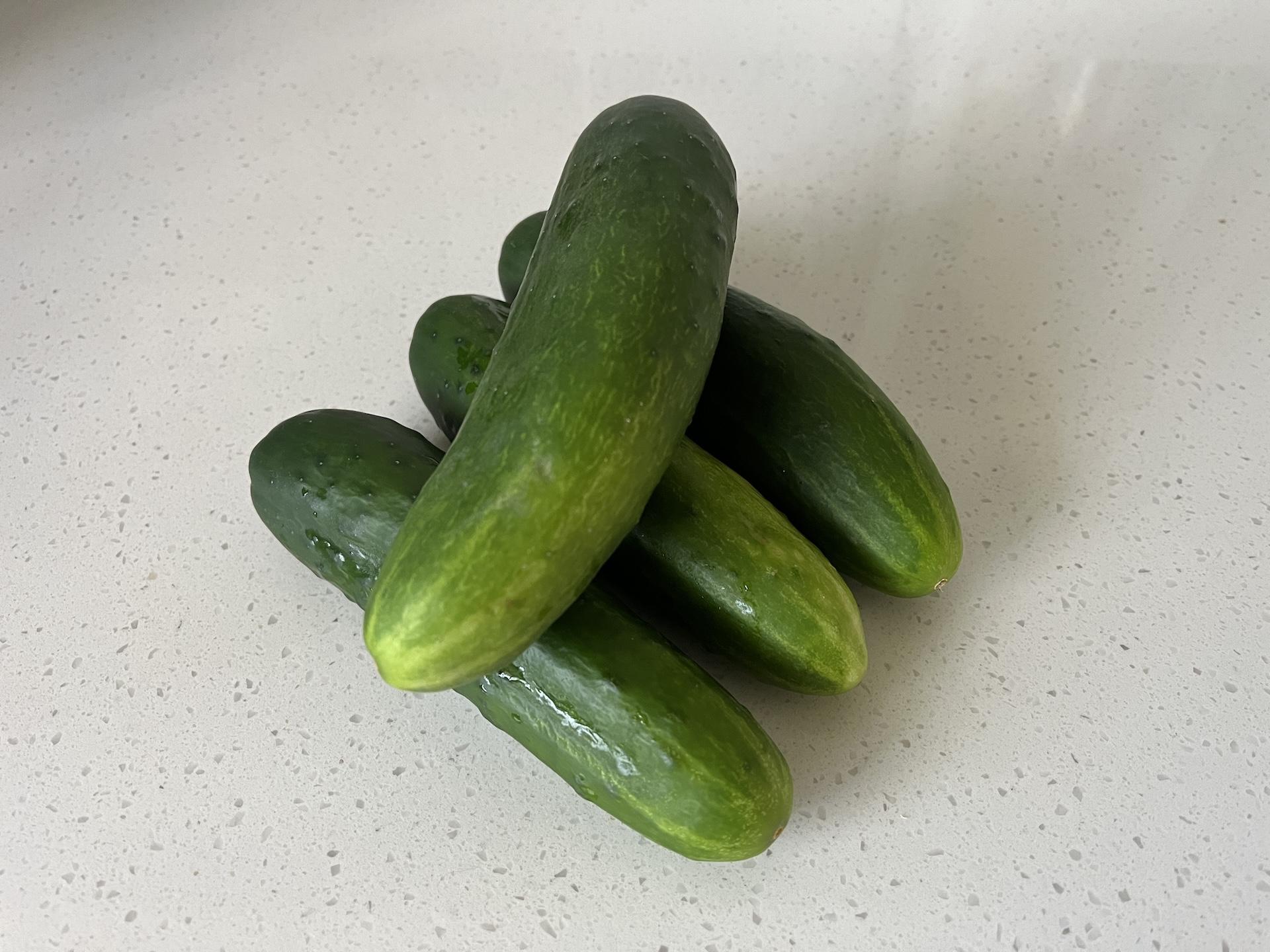 A picture of some home-grown cucumbers