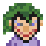 Joker in Pixel Art. 16x16 format.