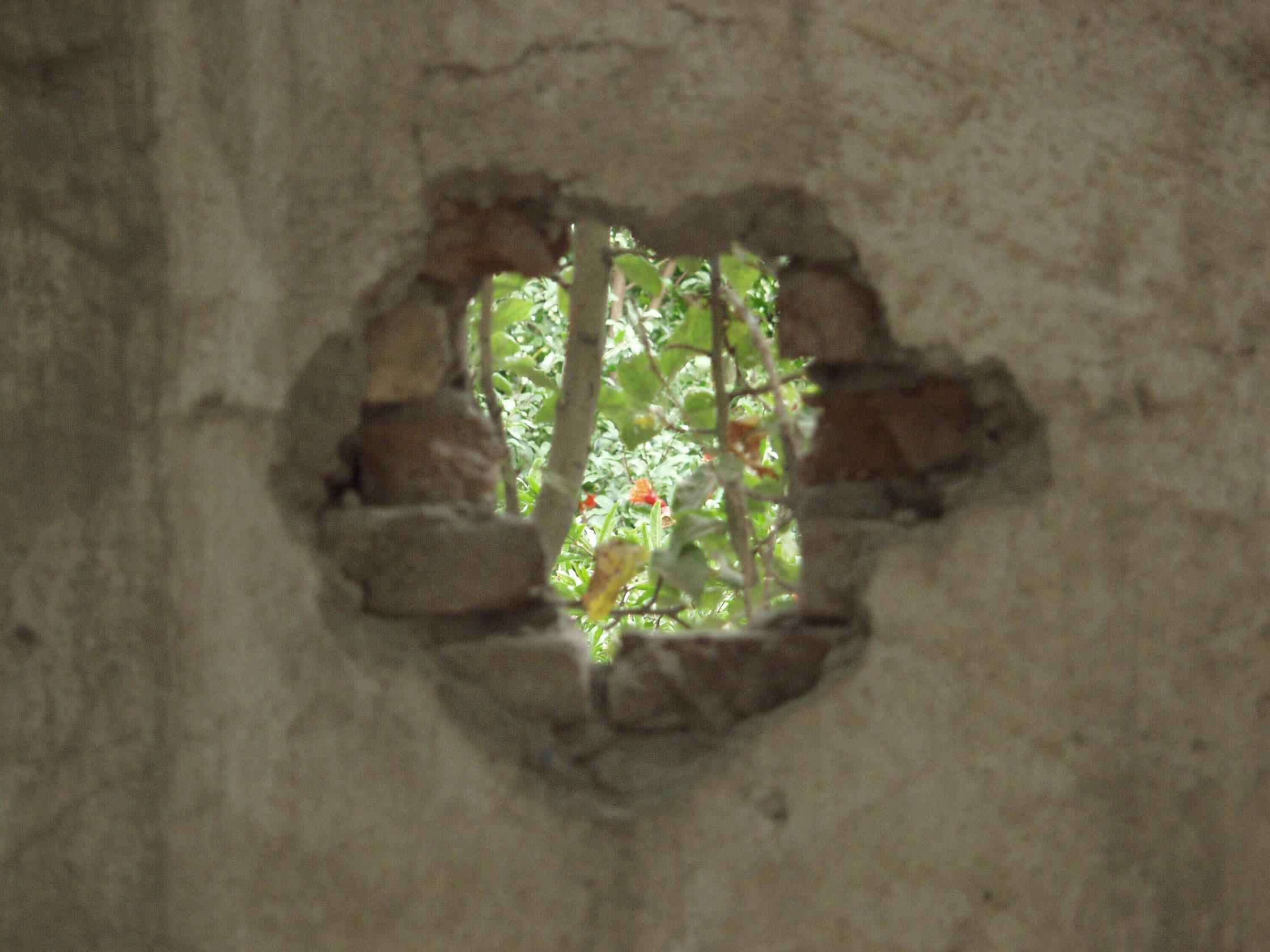 Damaged wall of a garden in Kabul, Afghanistan.